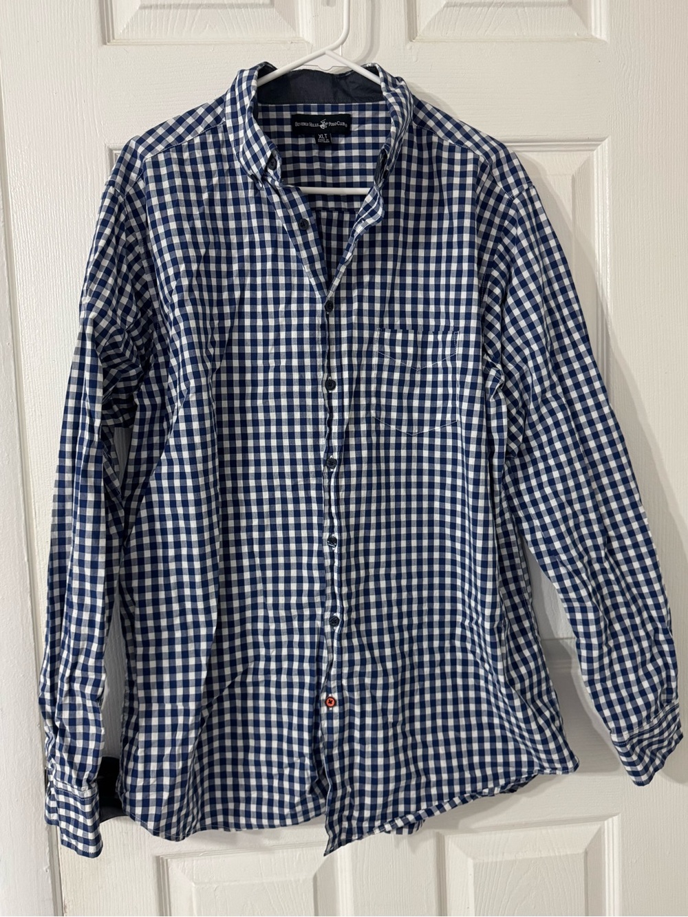 Beverly Hills Polo Club Navy and White Gingham Button-Down Shirt